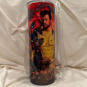 Disney Marvel Deadpool & Wolverine Insulated Tumbler Stainless Steel & Straw NEW